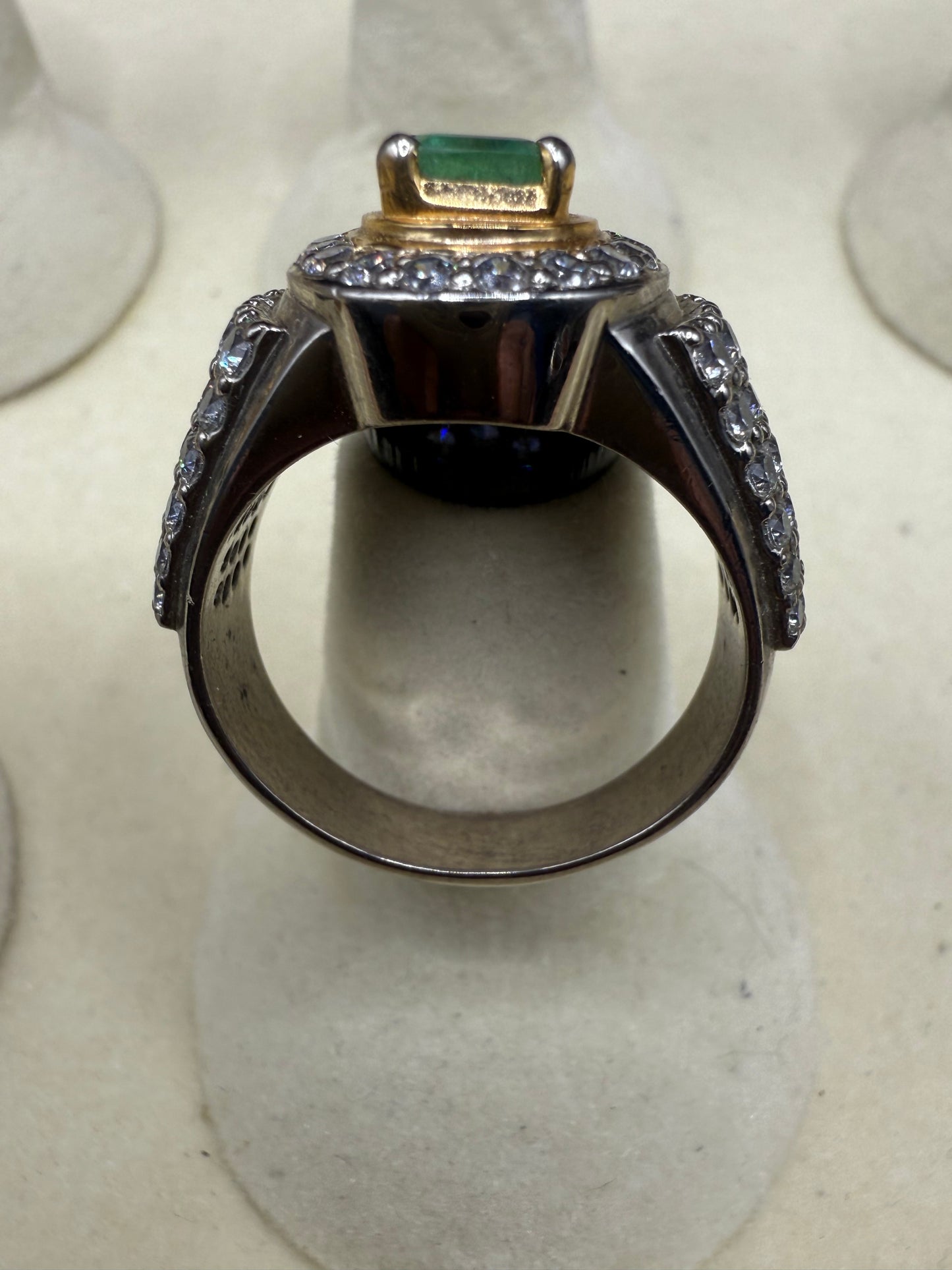 Gold Plated Silver Ring with 2 carat Zambian Emerald stone and Zarkoon