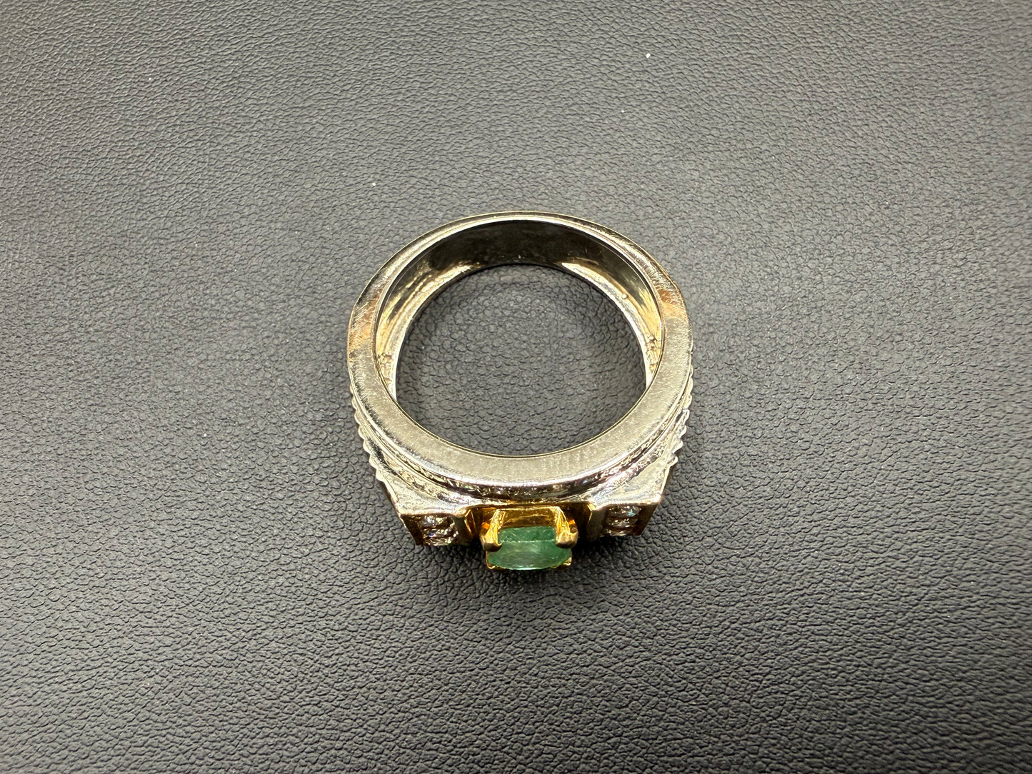 Gold Plated Silver Ring with 2 carat Zambian Emerald stone and Zarkoon