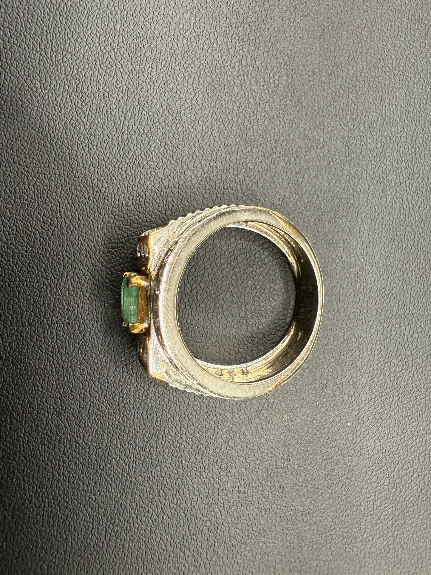 Gold Plated Silver Ring with 2 carat Zambian Emerald stone and Zarkoon