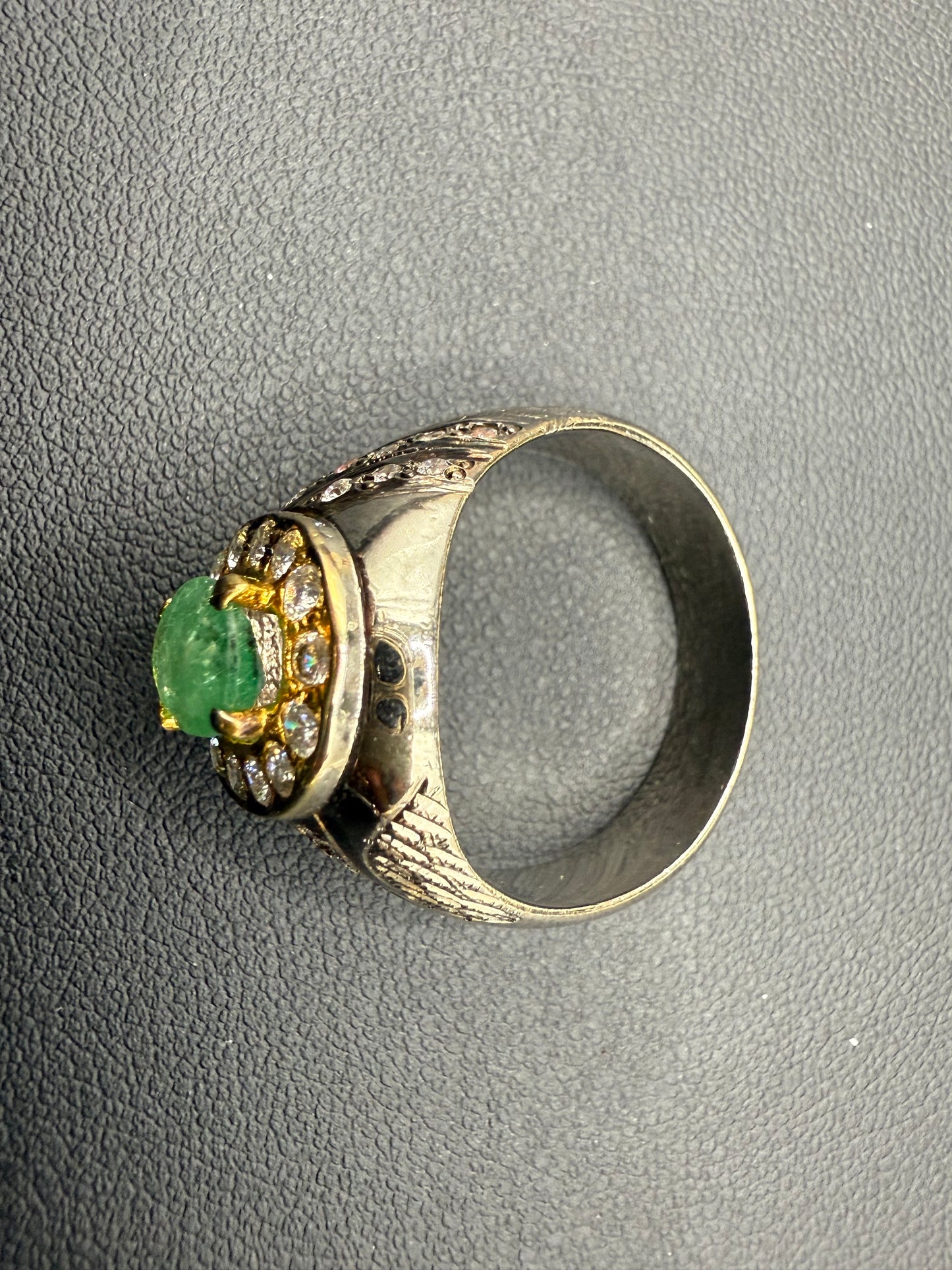 Gold Plated Silver Ring with Zambian Emerald stone and Zarkoon