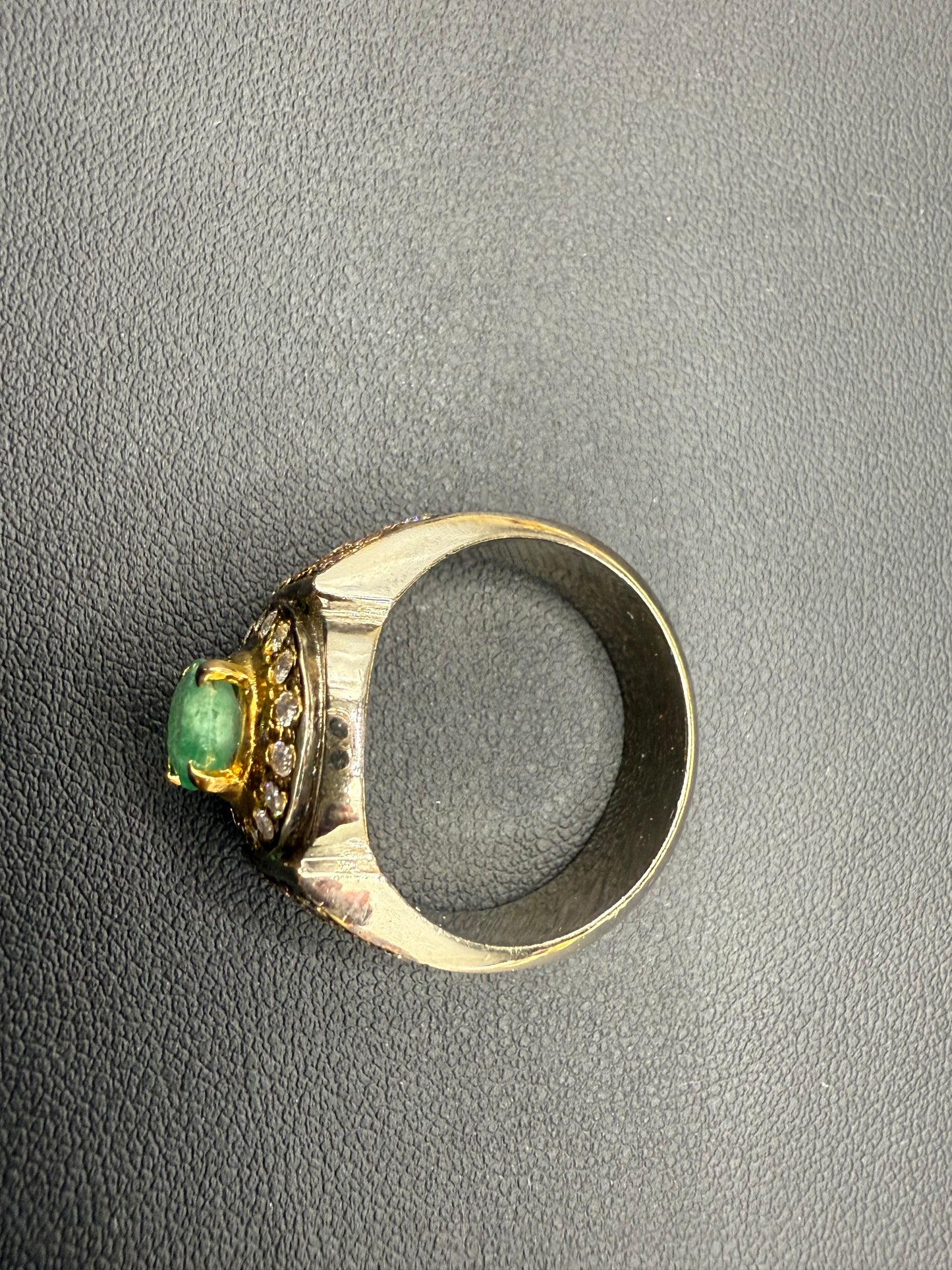 Gold Plated Silver Ring with Zambian Emerald stone and Zarkoon