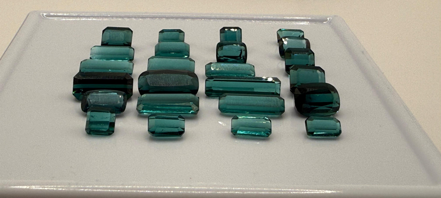 Rare Indicolite Tourmaline Lot – 43 Carats | Deep Blue-Green Gem