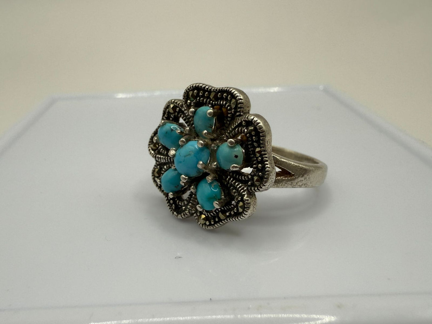 Sterling Silver Ring with Natural Turquoise stones
