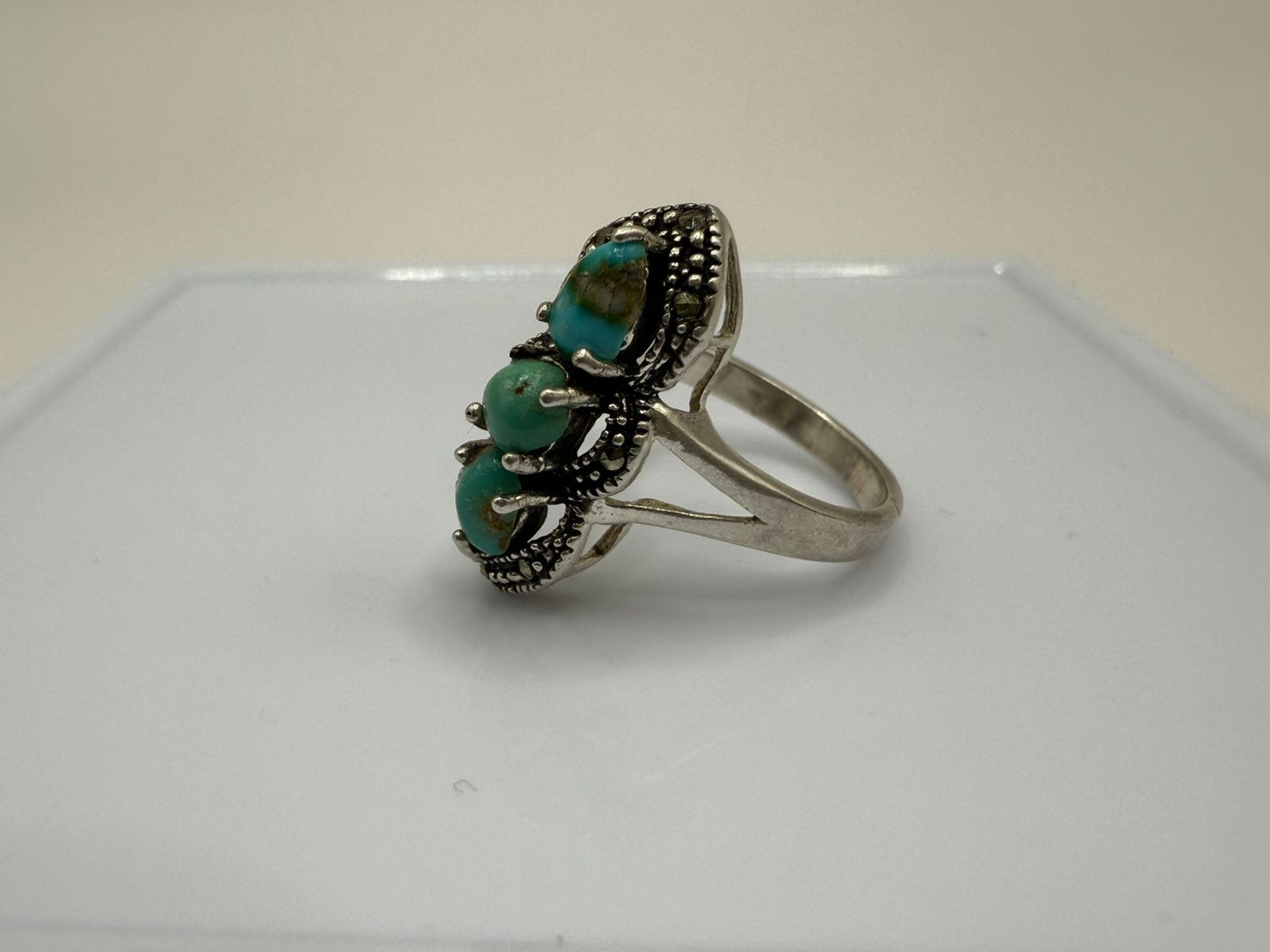 Sterling Silver Ring with Natural Turquoise stones