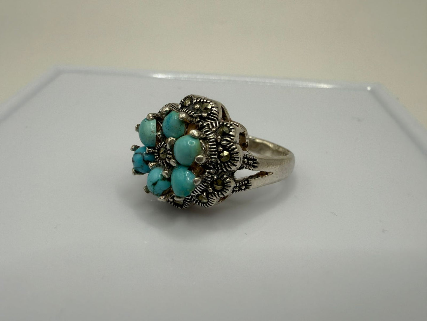 Sterling Silver Ring with Natural Turquoise stones