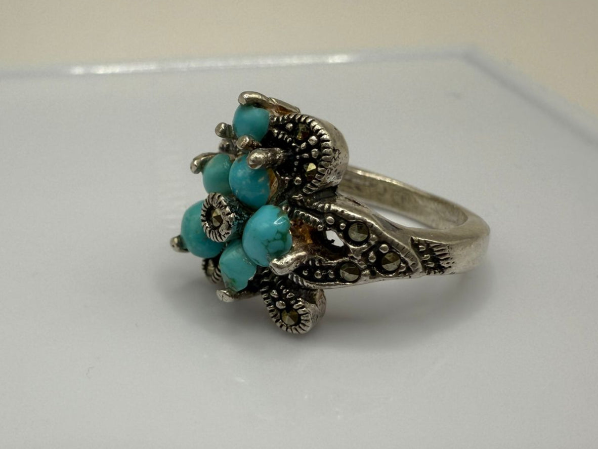 Sterling Silver Ring with Natural Turquoise stones