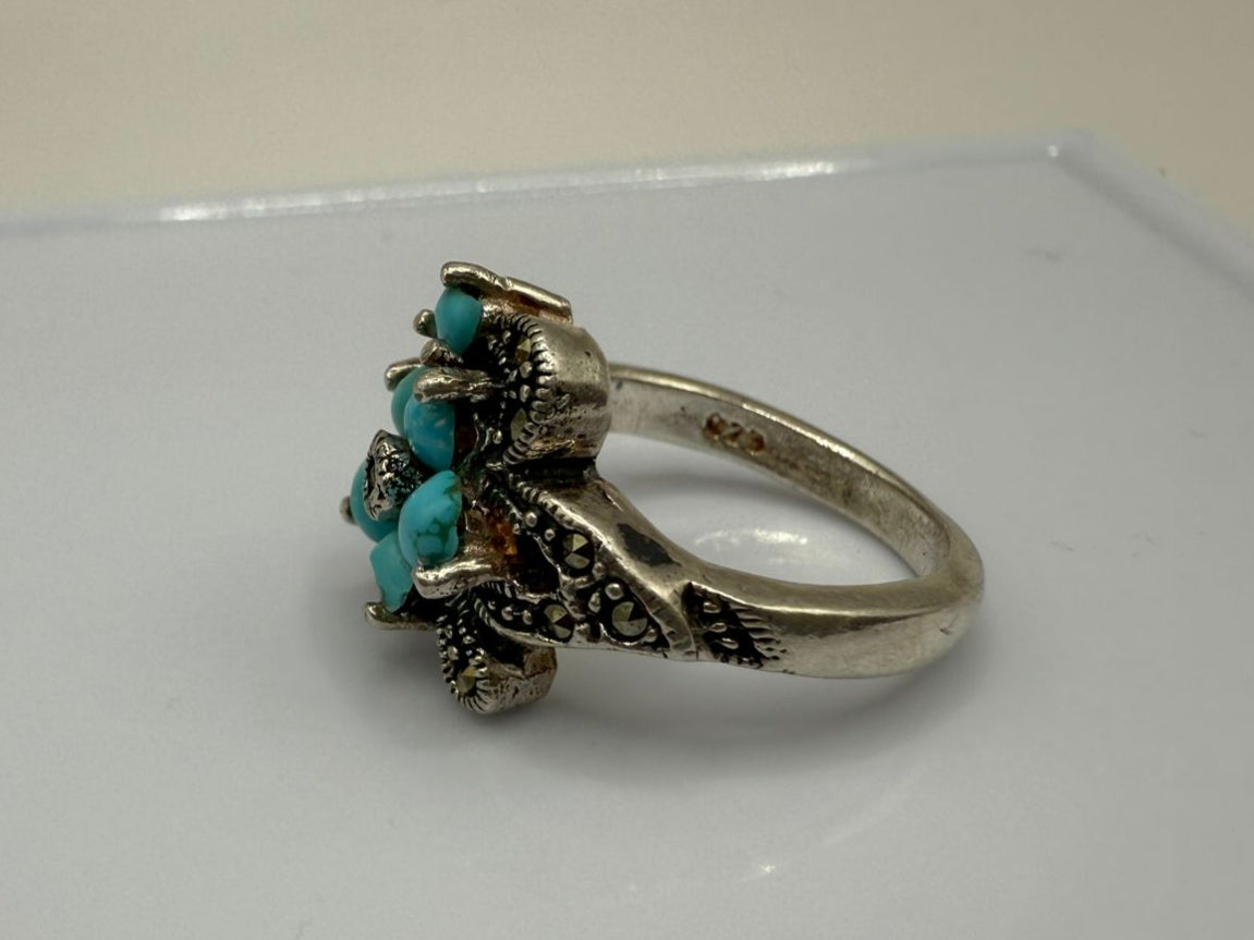 Sterling Silver Ring with Natural Turquoise stones