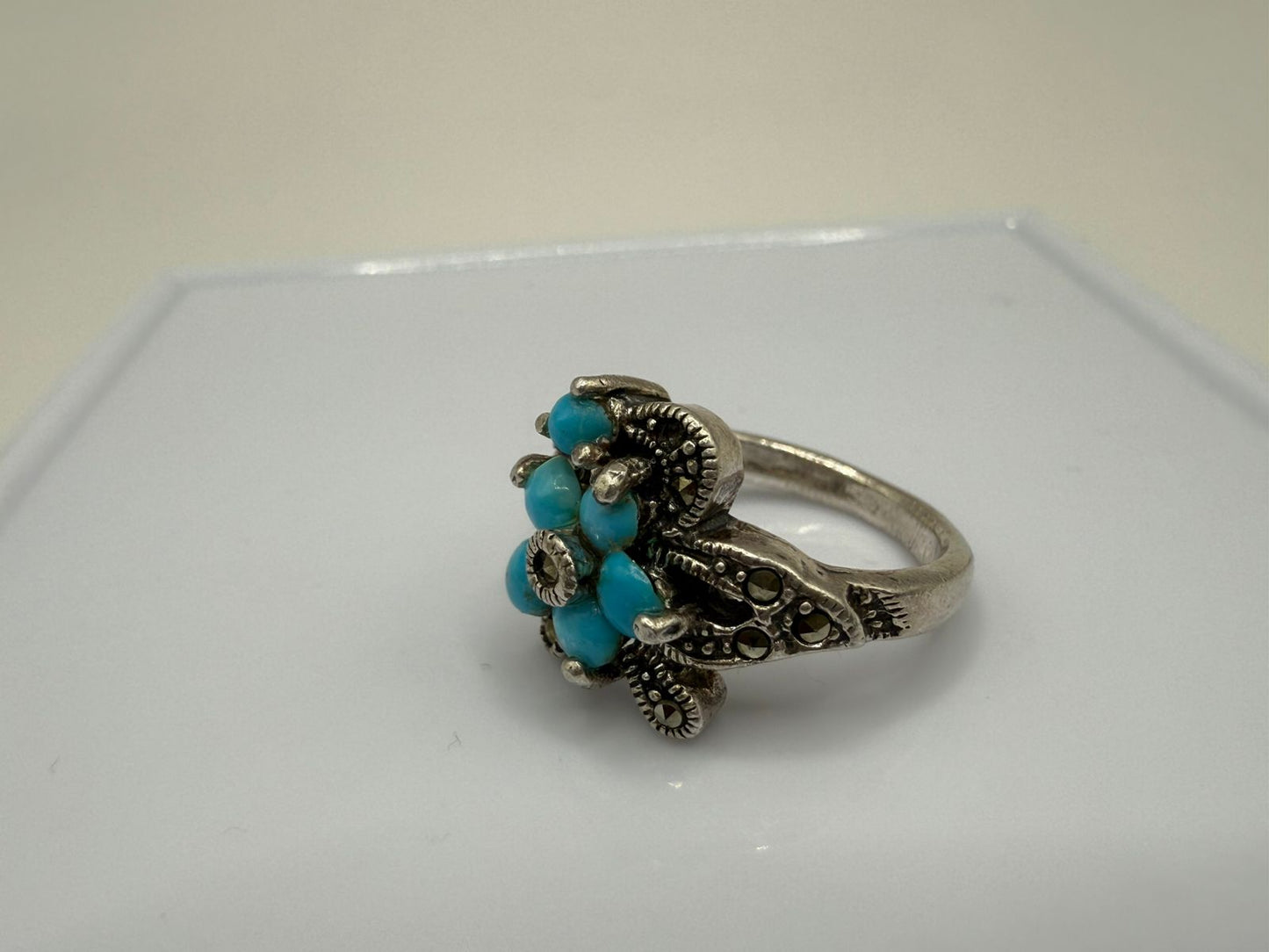 Sterling Silver Ring with Natural Turquoise stones