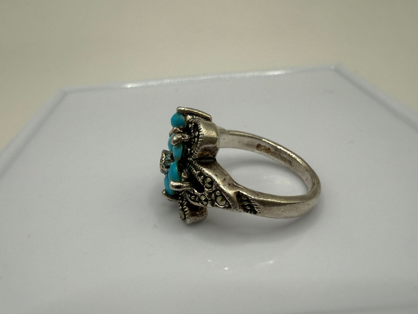Sterling Silver Ring with Natural Turquoise stones