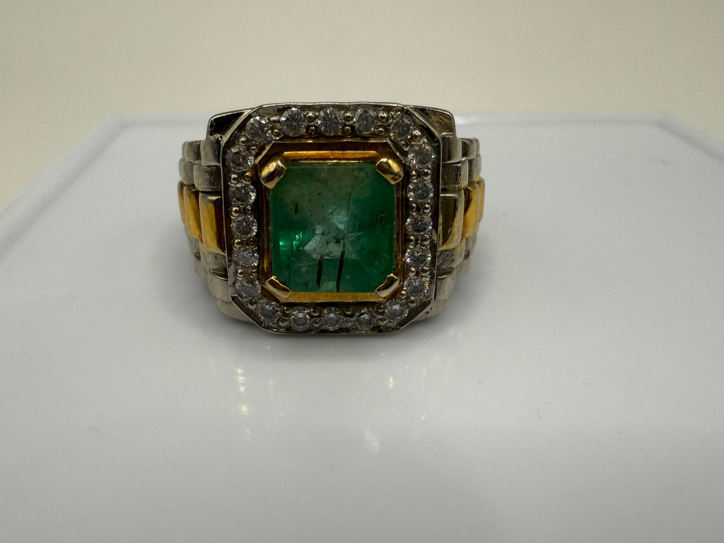 Sterling Silver Ring with Natural 4 carat Zambian Emerald stone