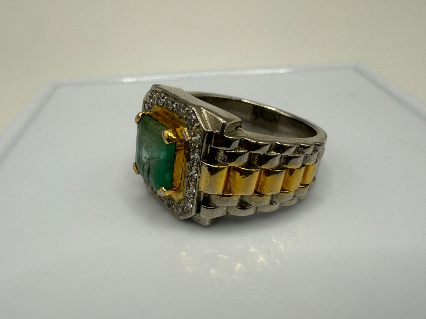Sterling Silver Ring with Natural 4 carat Zambian Emerald stone