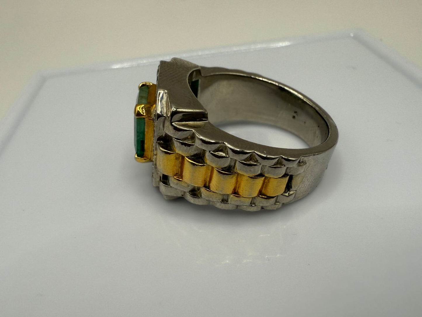 Sterling Silver Ring with Natural 4 carat Zambian Emerald stone