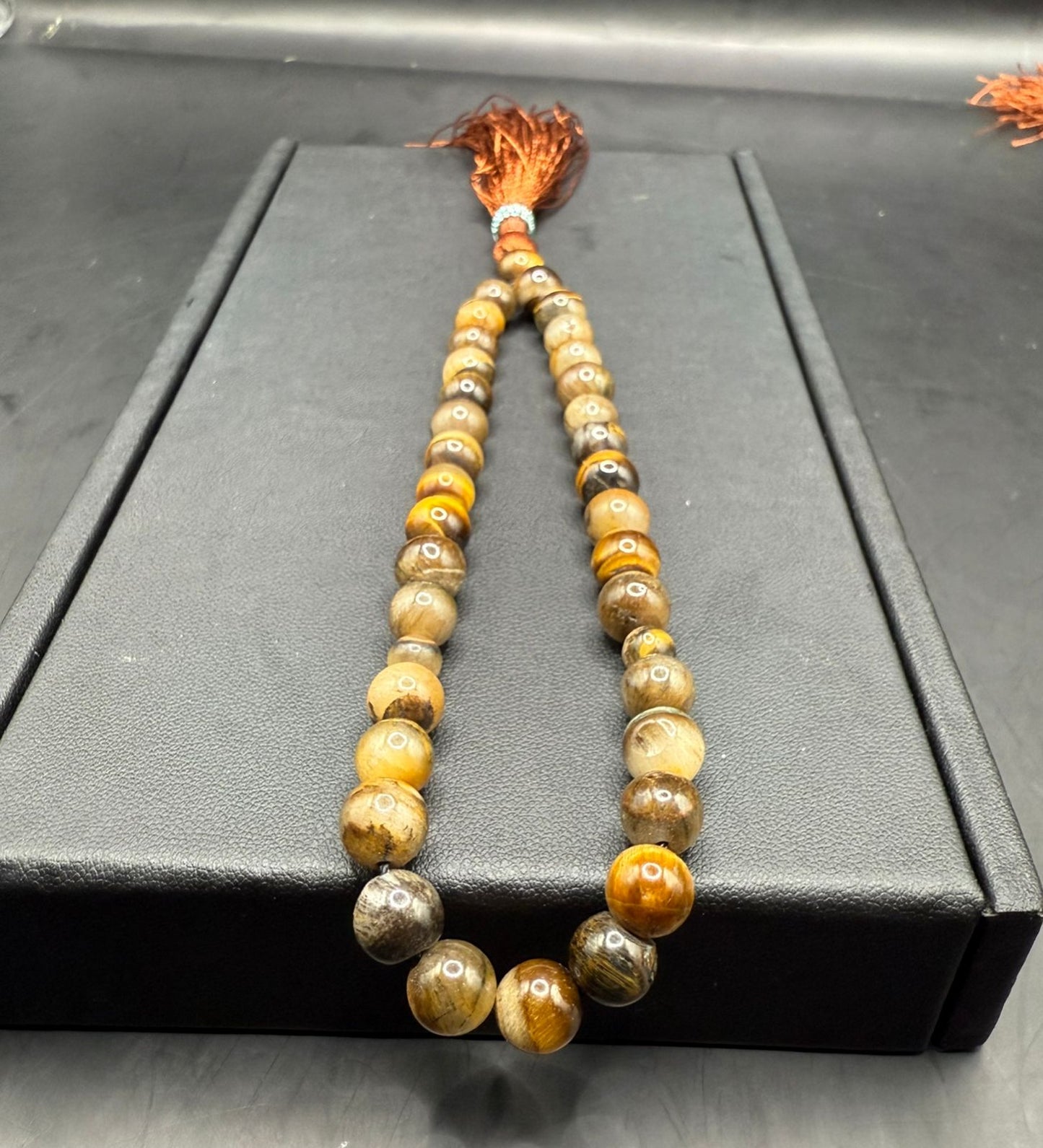 Handmade Tiger Eye Tasbeeh – 33 Beads Islamic Prayer Beads