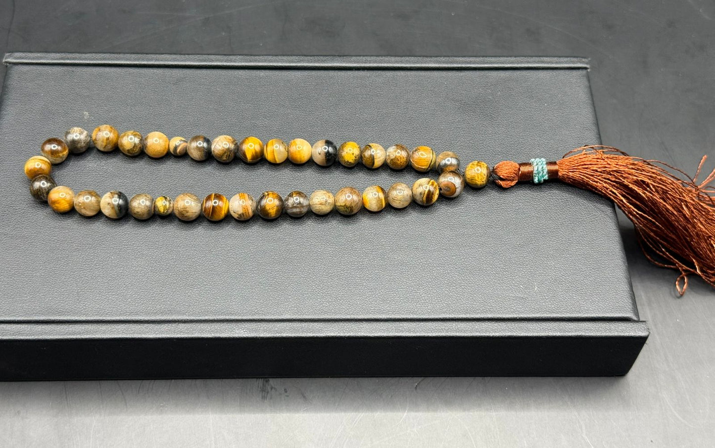 Handmade Tiger Eye Tasbeeh – 33 Beads Islamic Prayer Beads