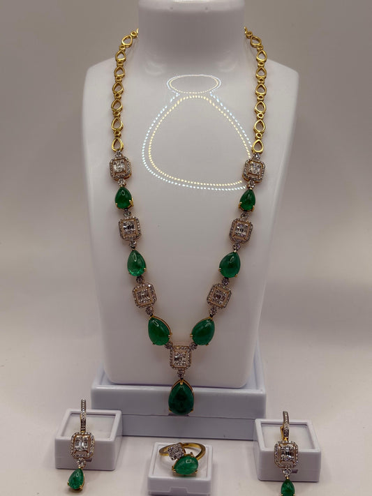 Luxury Emerald & Diamond Jewelery Set – 48 Ct Afghan Emeralds | 14K Gold (41g) | 7.4 Ct Diamonds