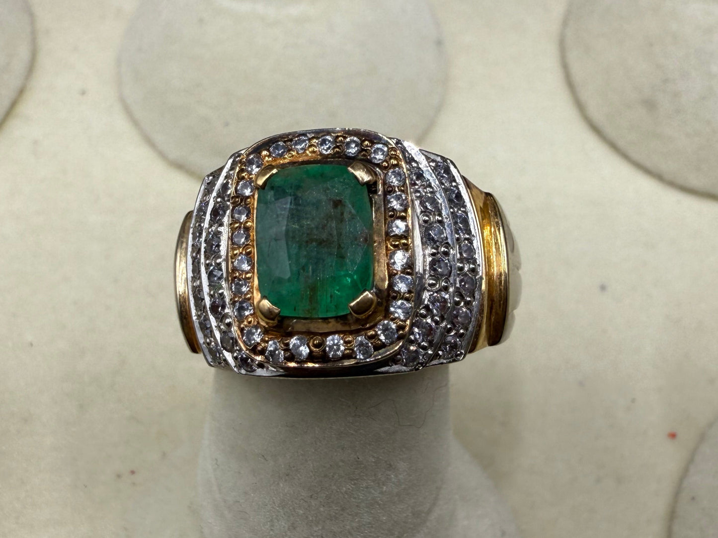 Gold Plated Silver Ring with Zambian Emerald stone and Zarkoon