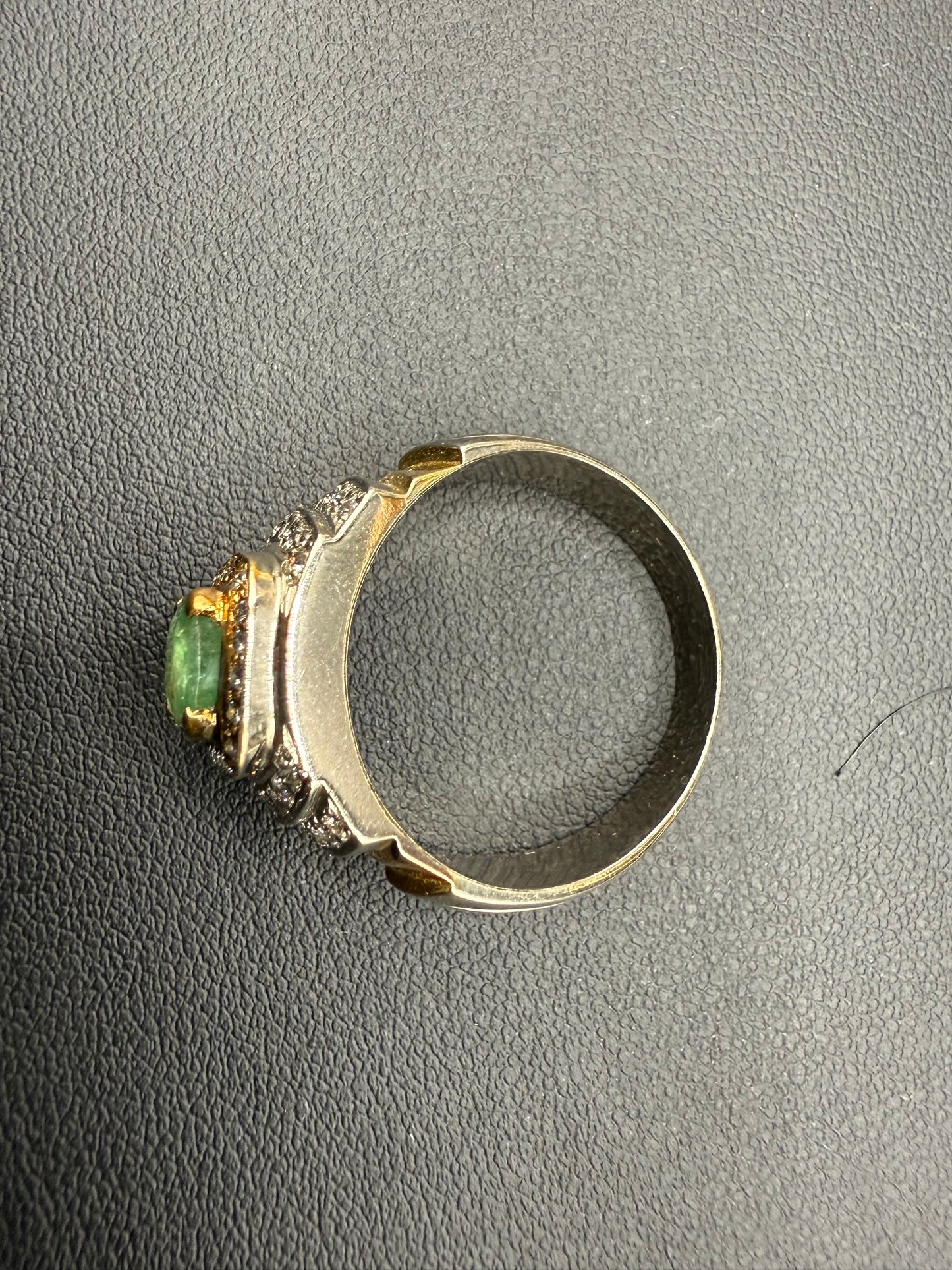 Gold Plated Silver Ring with Zambian Emerald stone and Zarkoon