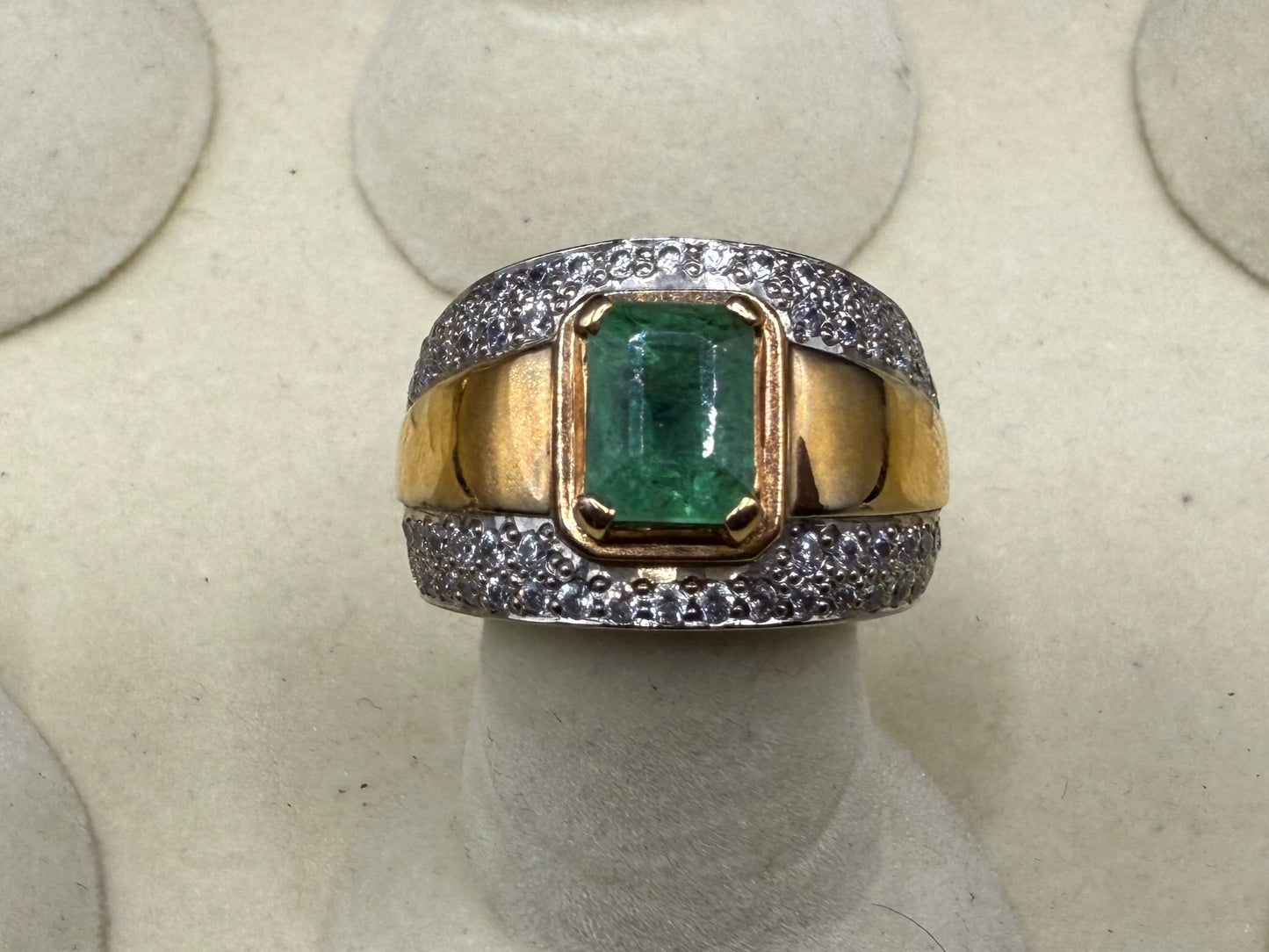 Gold Plated Silver Ring with Zambian Emerald stone and Zarkoon