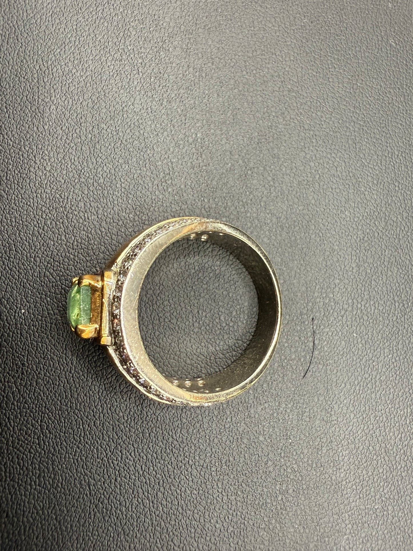 Gold Plated Silver Ring with Zambian Emerald stone and Zarkoon