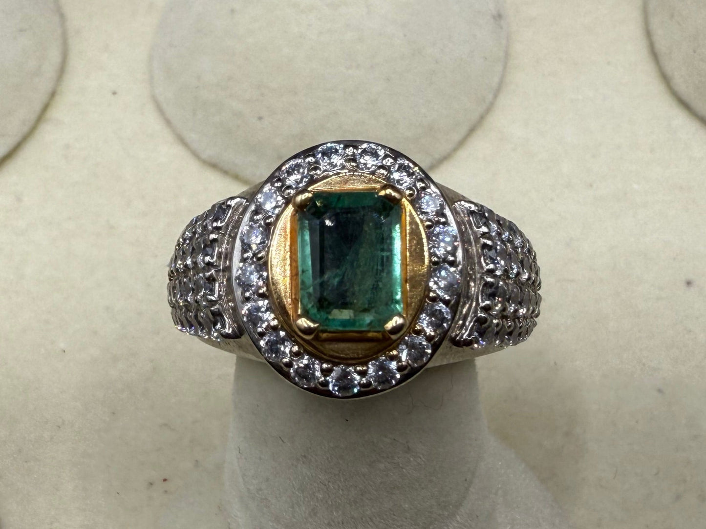 Gold Plated Silver Ring with Zambian Emerald stone and Zarkoon