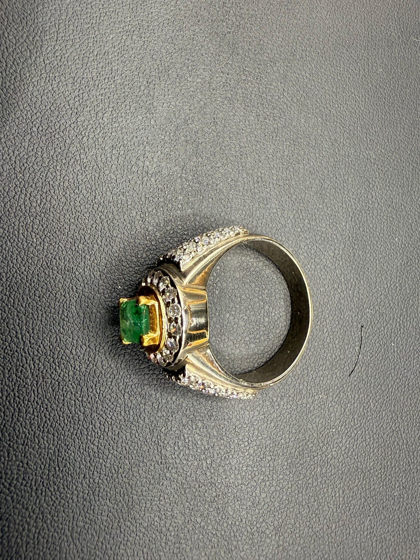 Gold Plated Silver Ring with Zambian Emerald stone and Zarkoon