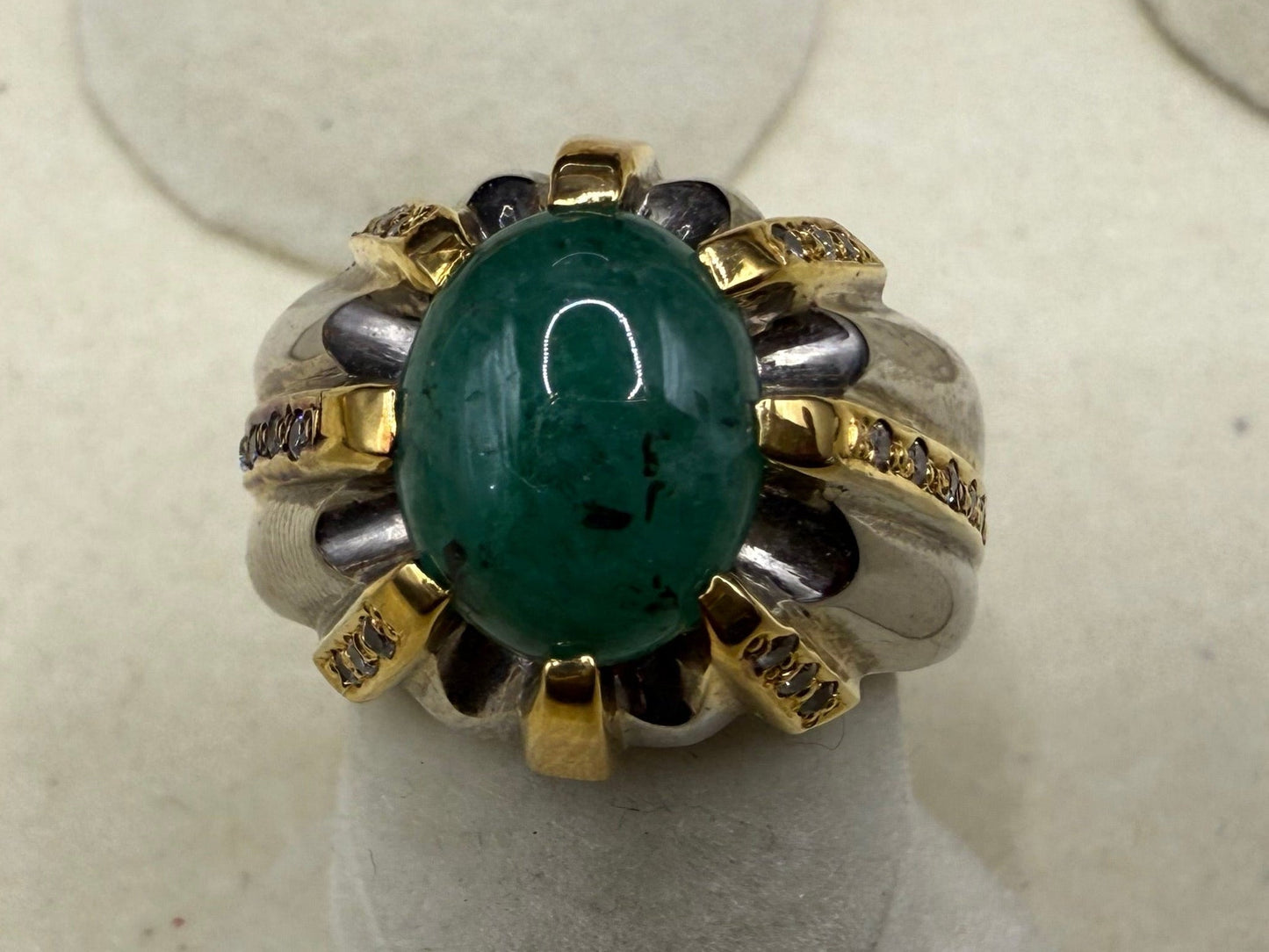 Gold Plated Silver Ring with Zambian Emerald stone and Zarkoon