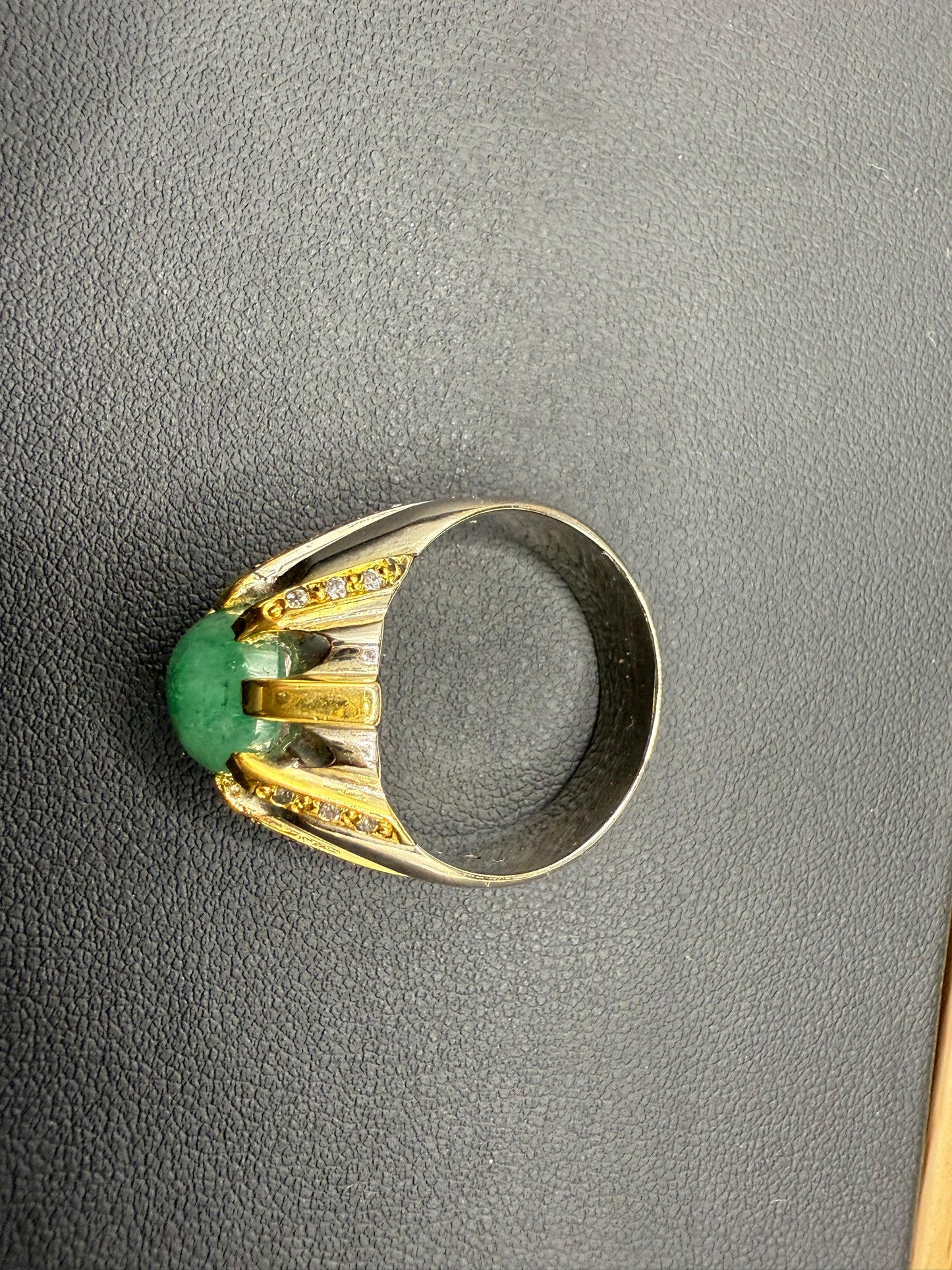 Gold Plated Silver Ring with Zambian Emerald stone and Zarkoon