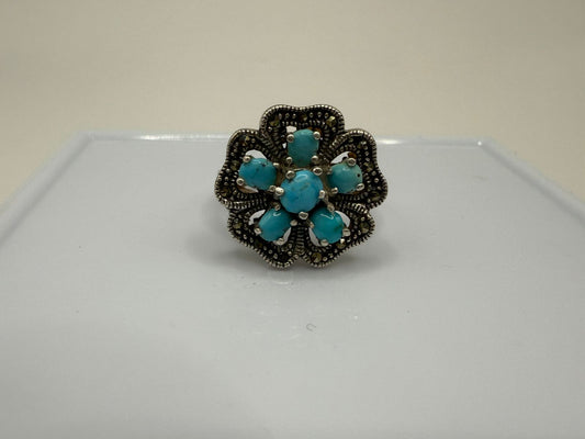 Sterling Silver Ring with Natural Turquoise stones