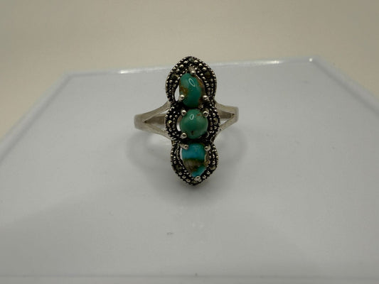 Sterling Silver Ring with Natural Turquoise stones