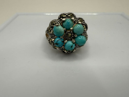 Sterling Silver Ring with Natural Turquoise stones