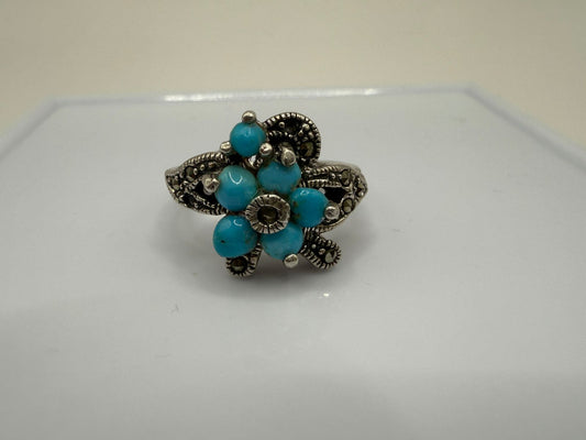 Sterling Silver Ring with Natural Turquoise stones