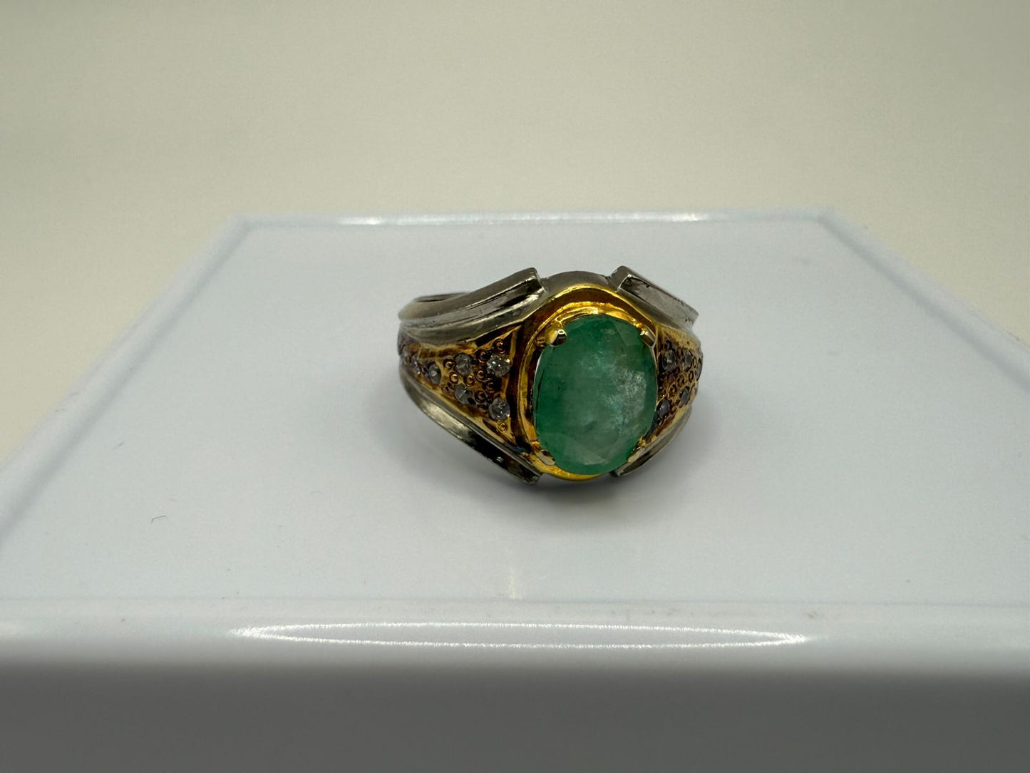 Sterling Silver Ring with Natural 2 carat Zambian Emerald stone