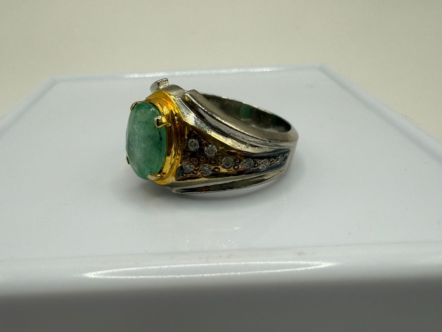 Sterling Silver Ring with Natural 2 carat Zambian Emerald stone