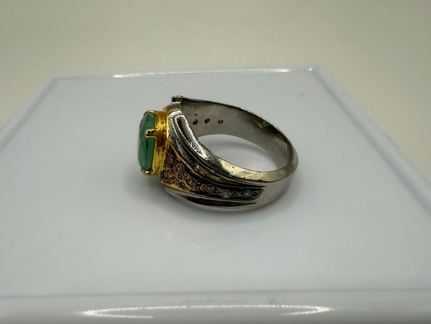 Sterling Silver Ring with Natural 2 carat Zambian Emerald stone