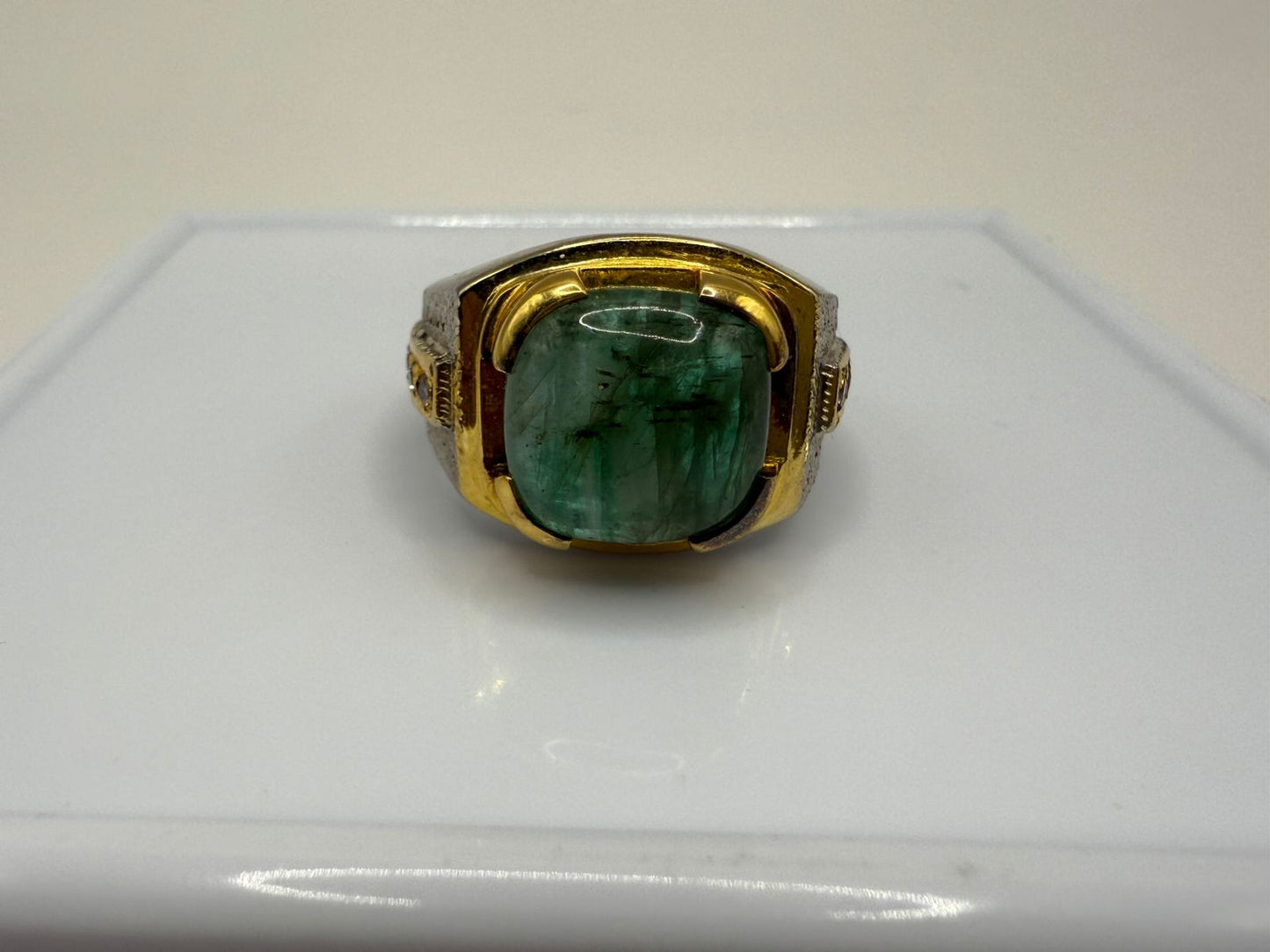 Sterling Silver Ring with Natural 4 carat Zambian Emerald stone