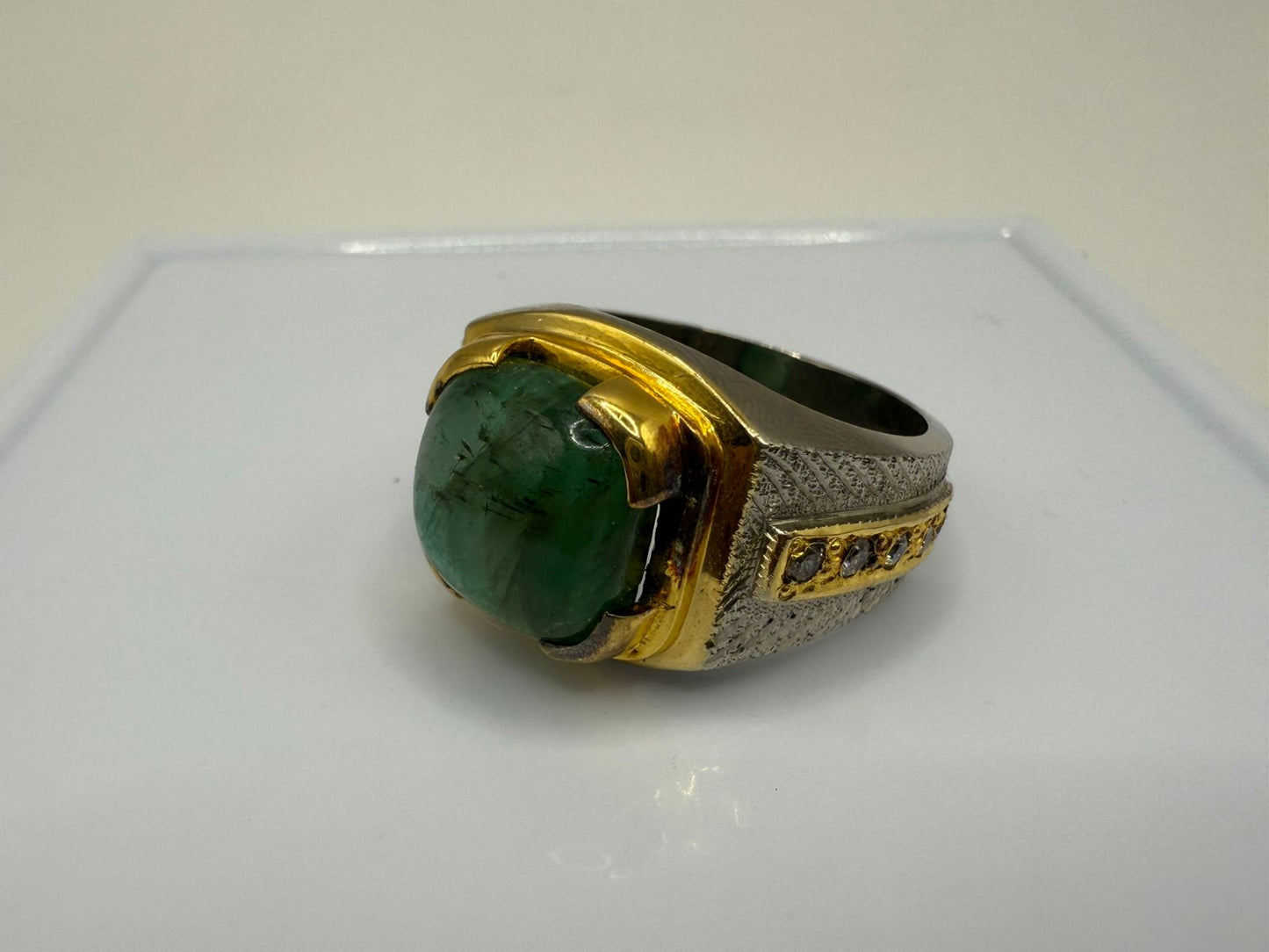 Sterling Silver Ring with Natural 4 carat Zambian Emerald stone