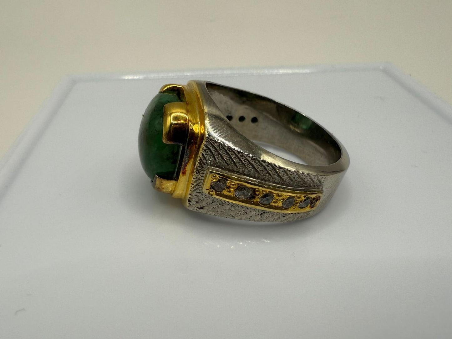 Sterling Silver Ring with Natural 4 carat Zambian Emerald stone