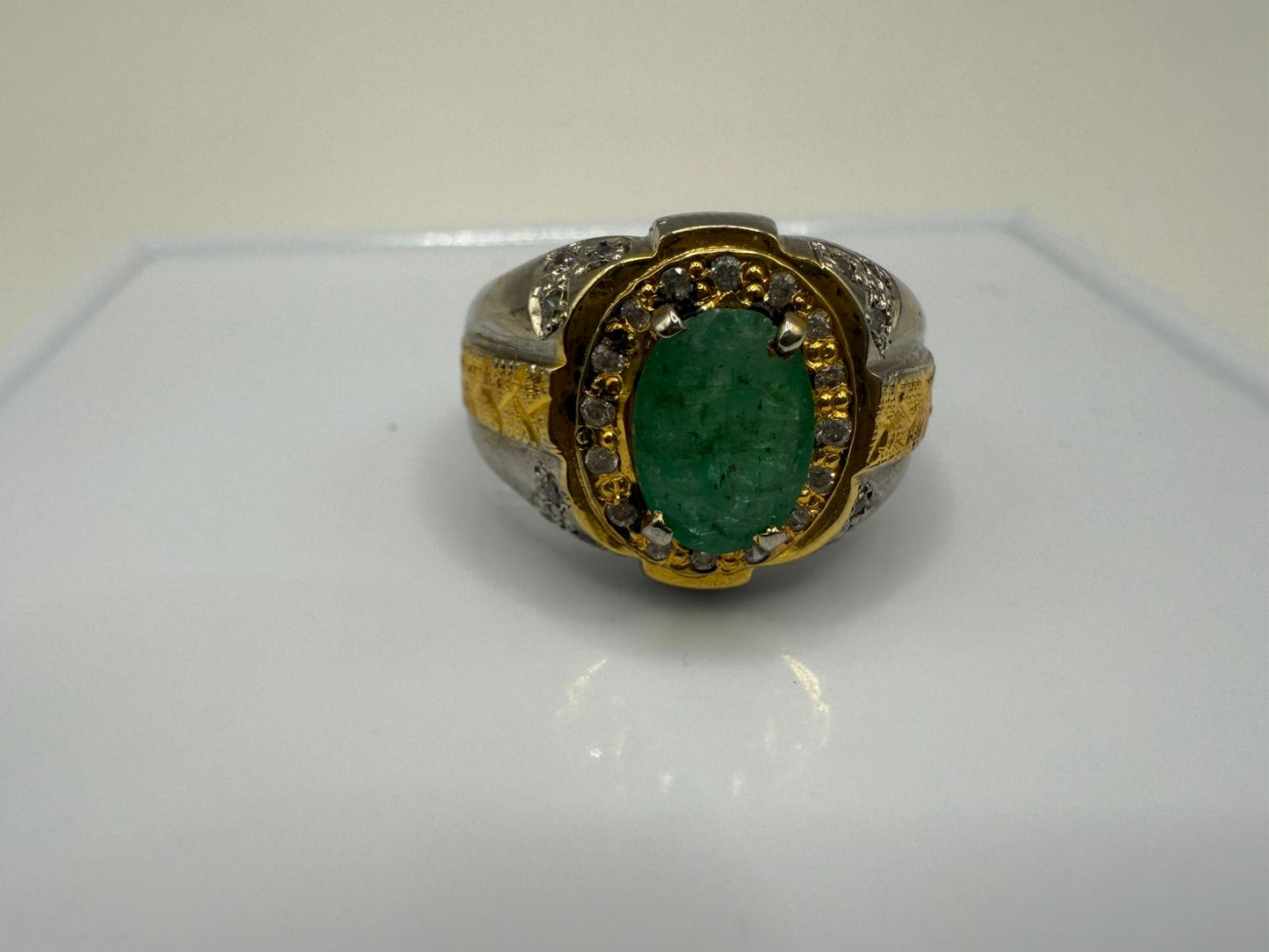 Sterling Silver Ring with Natural 3 carat Zambian Emerald stone