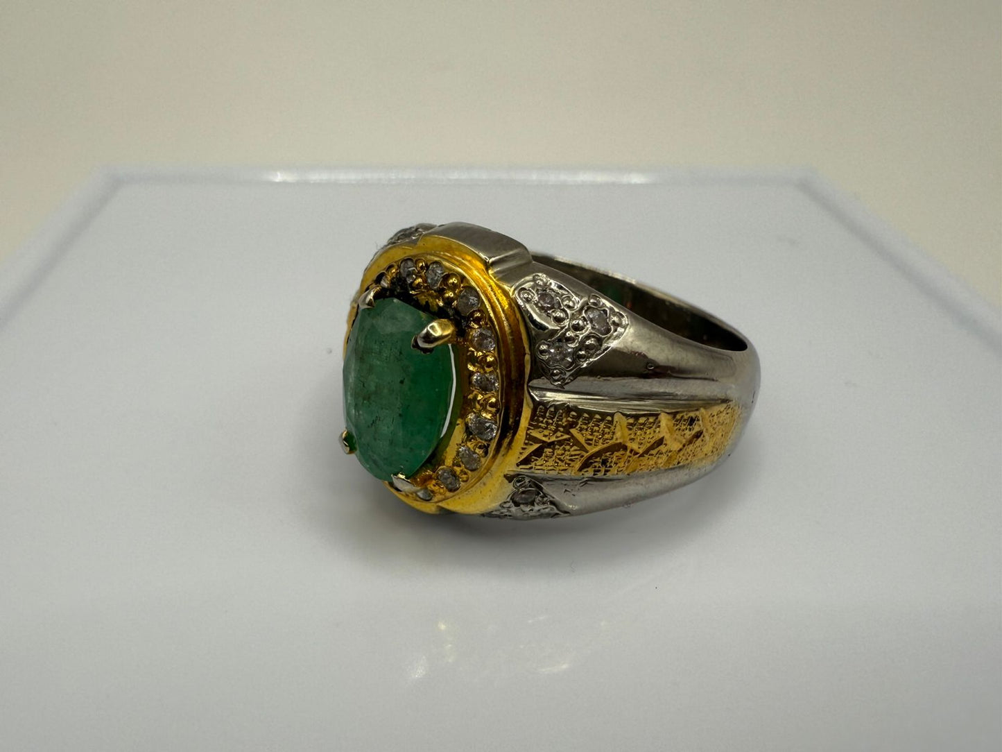 Sterling Silver Ring with Natural 3 carat Zambian Emerald stone