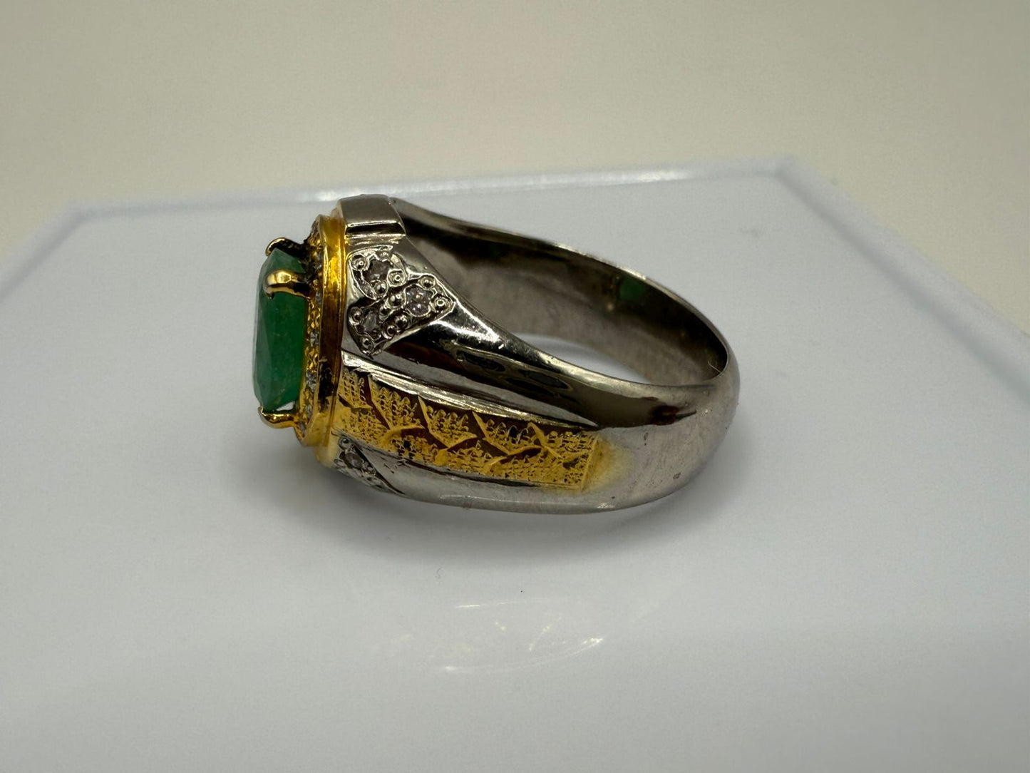 Sterling Silver Ring with Natural 3 carat Zambian Emerald stone