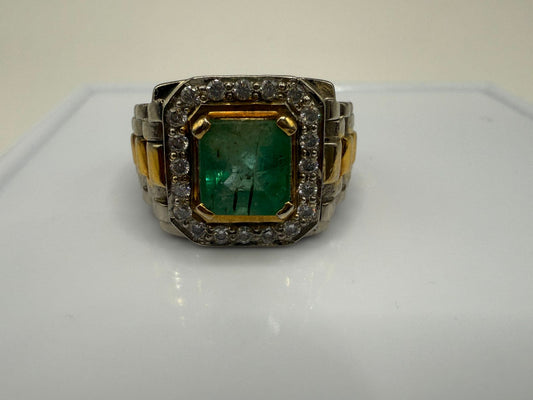 Sterling Silver Ring with Natural 4 carat Zambian Emerald stone