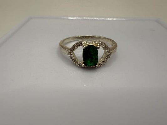 Sterling Silver Ring with 2 carat Natural Swat Emerald stone
