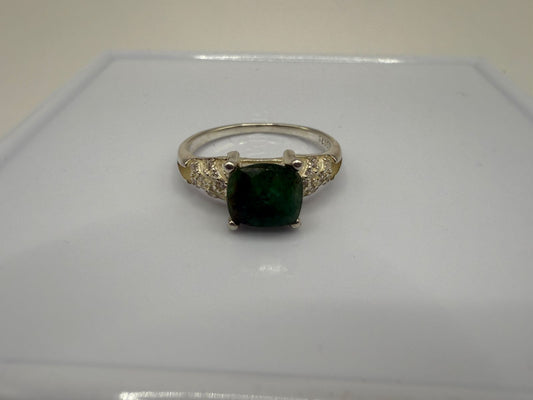Sterling Silver Ring with Natural 4 carat Swat Emerald stone