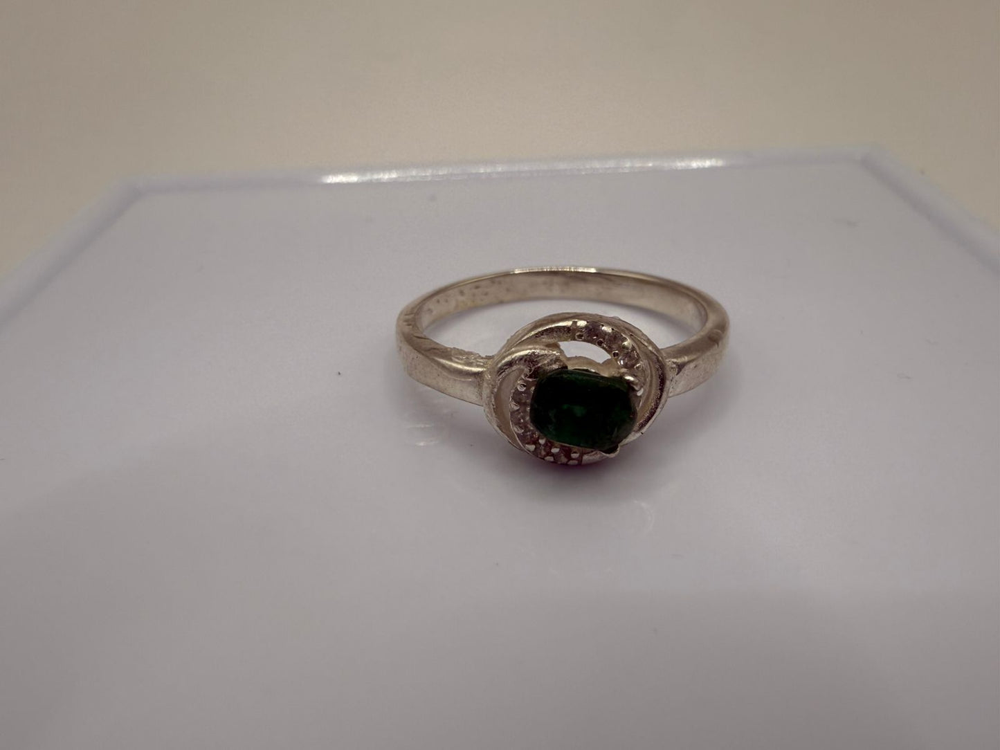 Sterling Silver Ring with Natural 2 carat Swat Emerald stone
