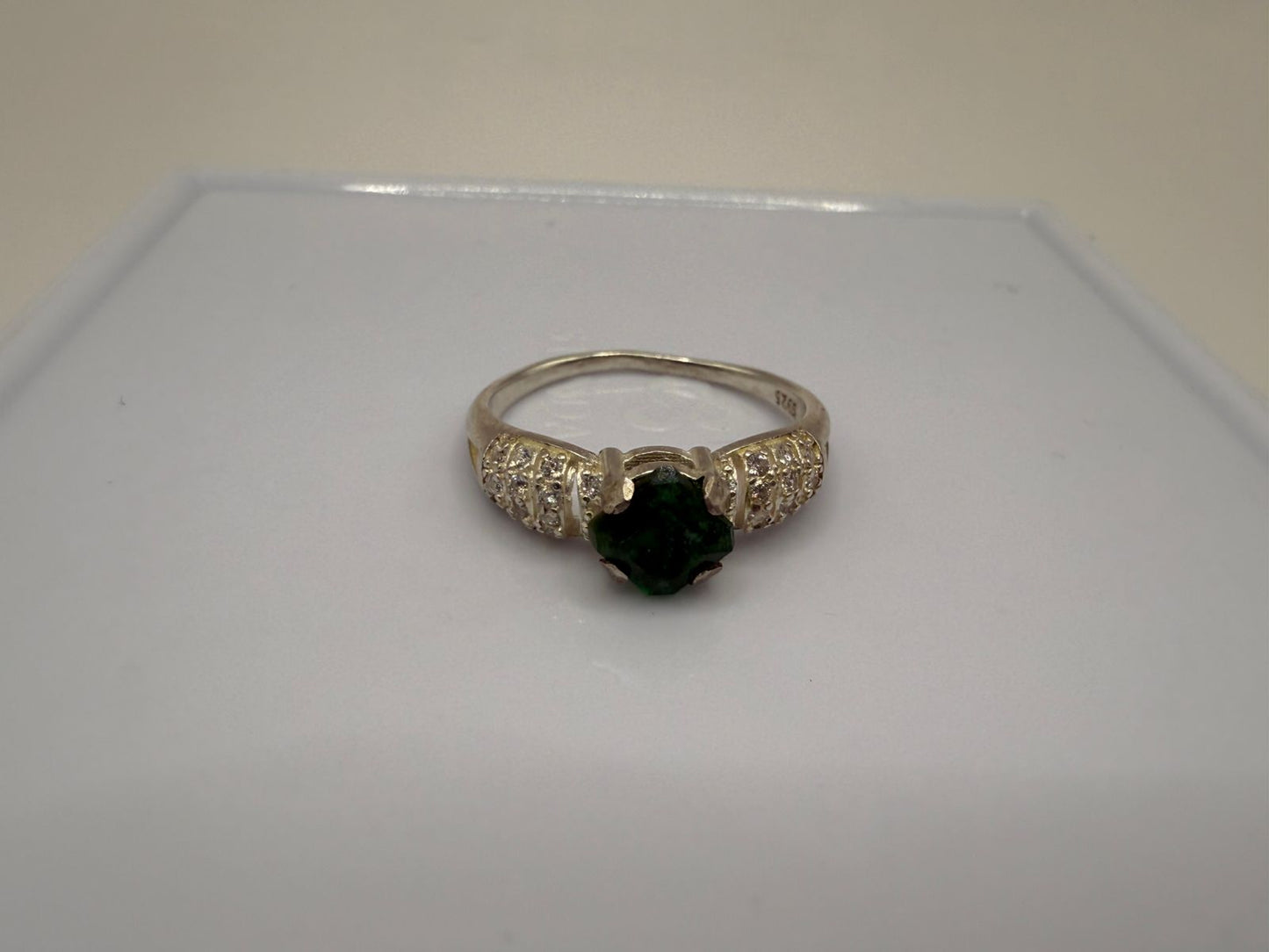 Sterling Silver Ring with Natural 2 carat Swat Emerald stone