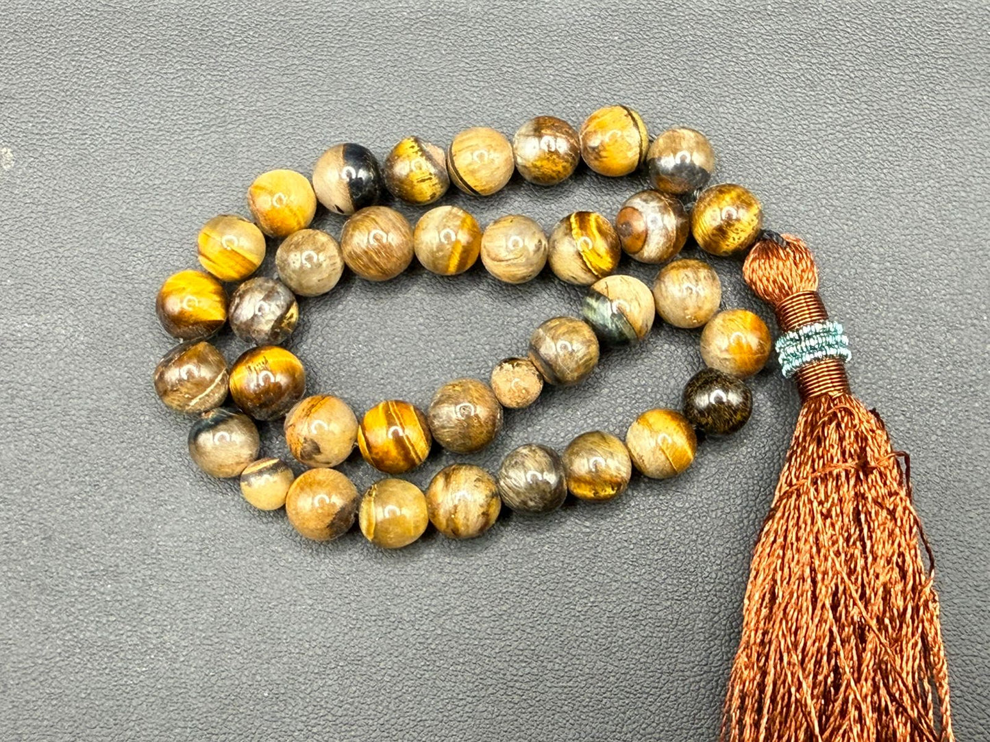 Handmade Tiger Eye Tasbeeh – 33 Beads Islamic Prayer Beads